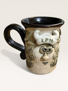 Bradford Studio Art Pottery 3D Female LPN Face Mug